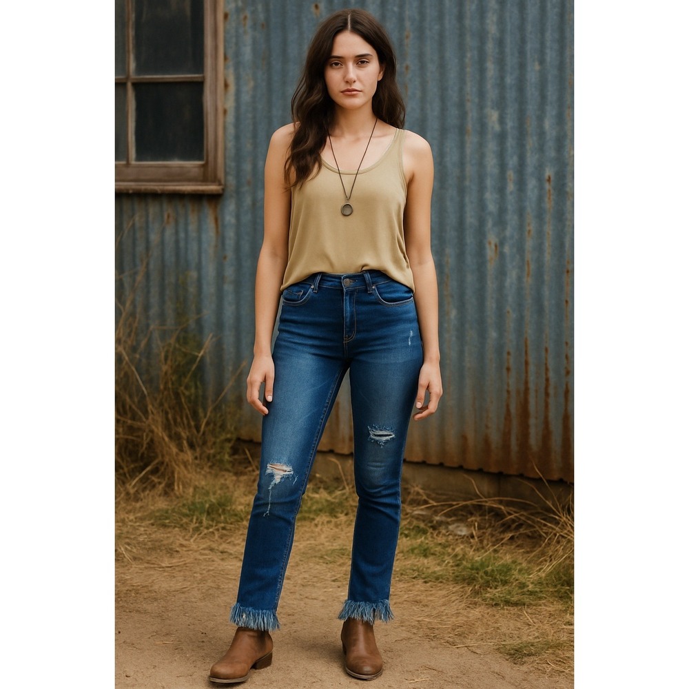 Free People Great Heights Jeans Size 24 Distressed Raw Hem Skinny Y2K Indie Boho